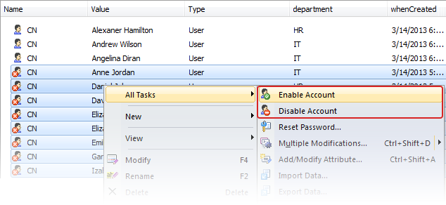 Enable/Disable User Account in Bulk
