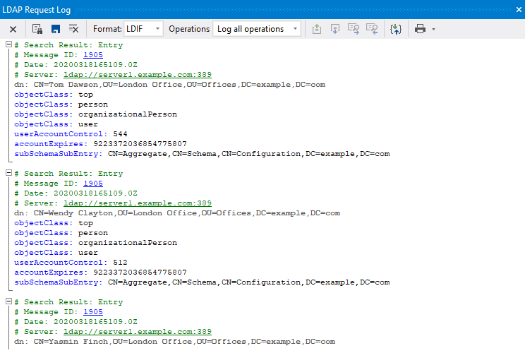 LDAP request log
