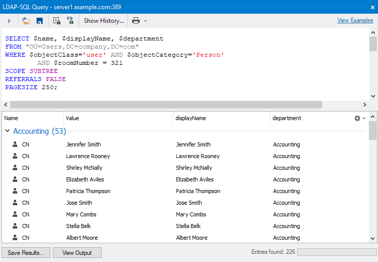 LDAP-SQL search