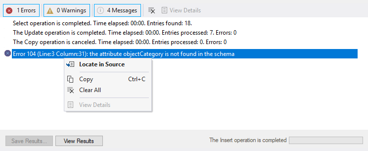 SQL output