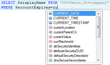 LDAP-SQL Editor: intellisense