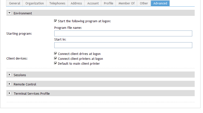 Configuring Terminal Services Settings