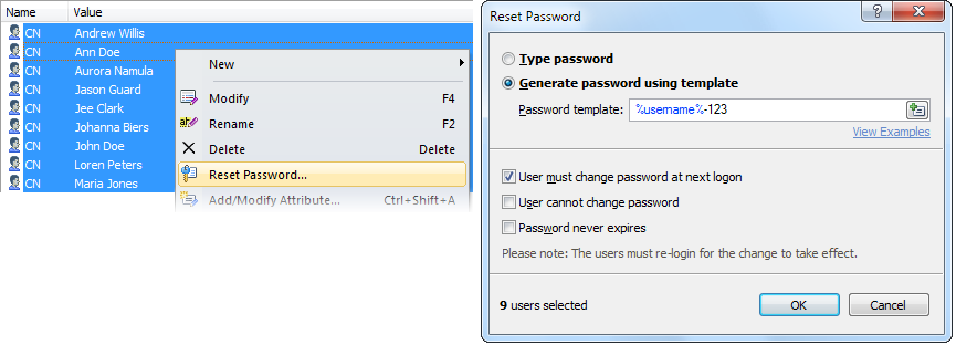 Bulk Password Reset