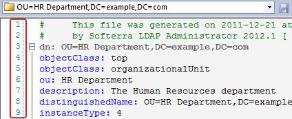 Line Numbering in LDIF Editor