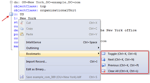 LDIF Editor Bookmarks