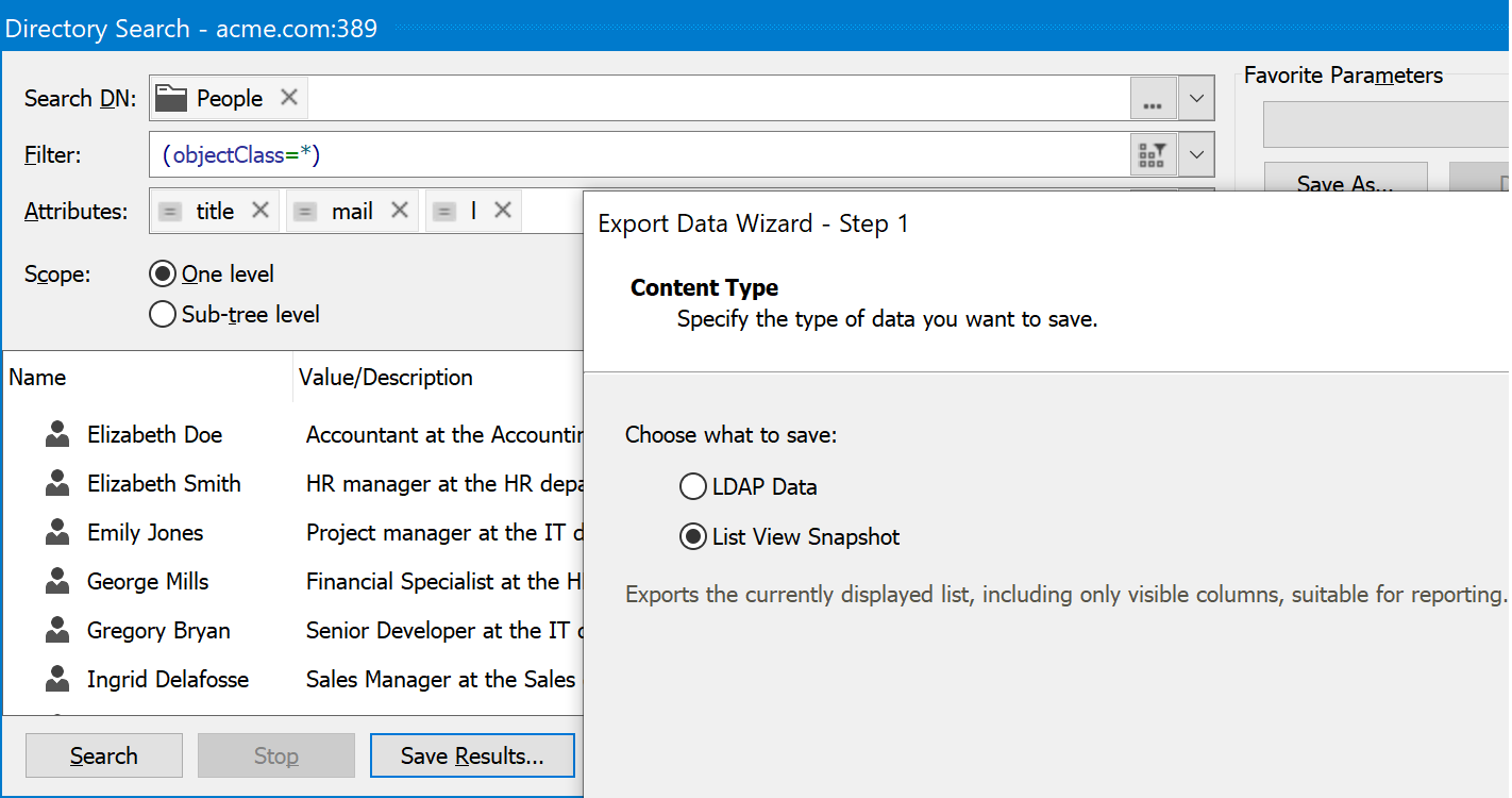 Exporting search results as is