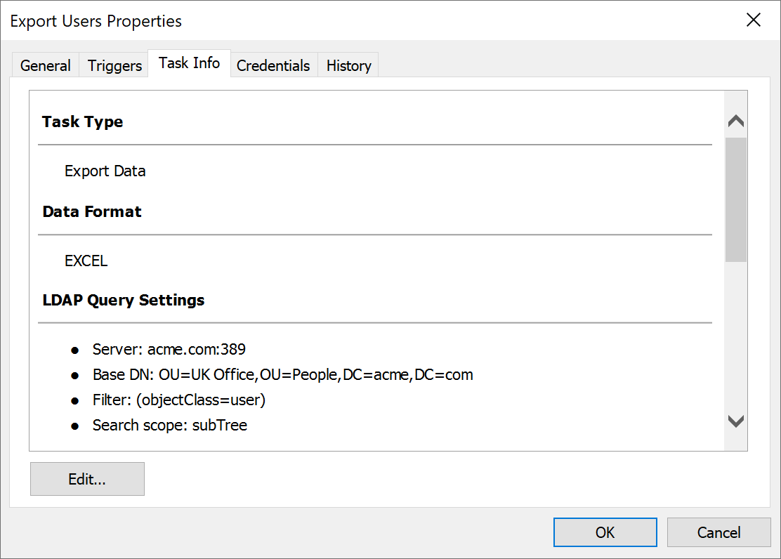 Scheduled import/export