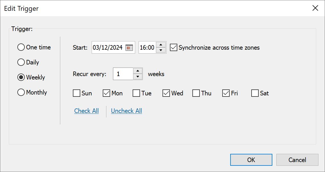 Flexible scheduling options
