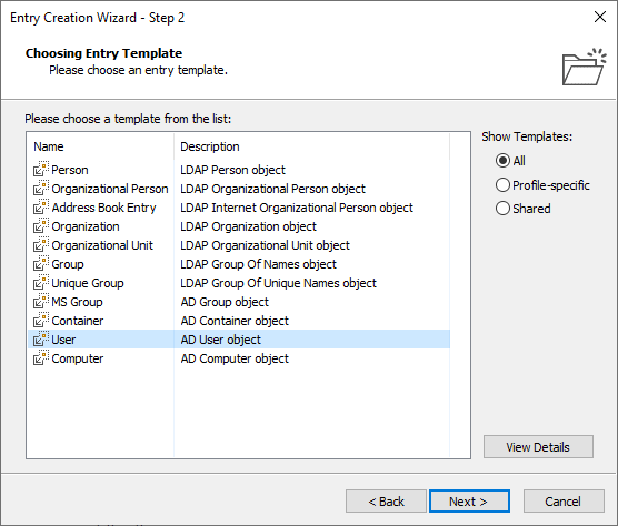 Entry Creation Wizard